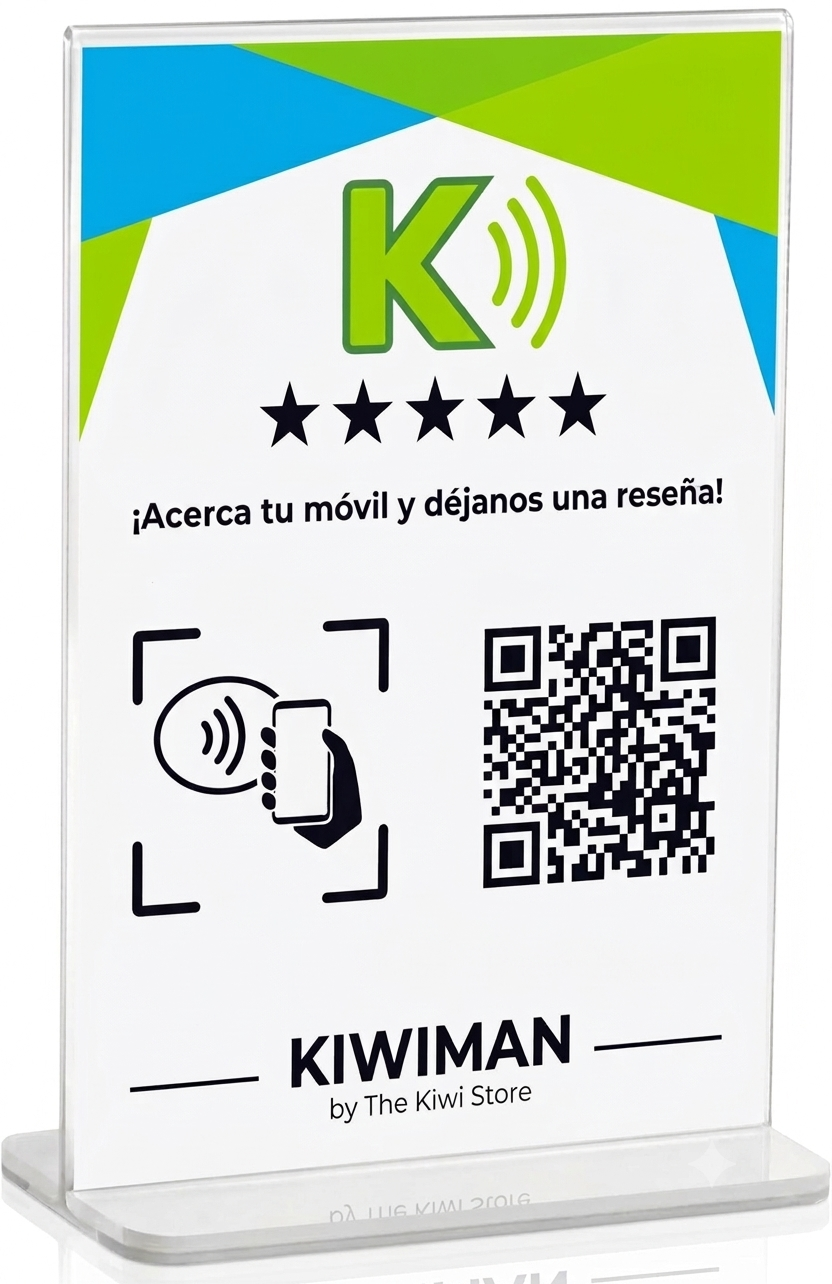 Stand NFC y QR para reseñas